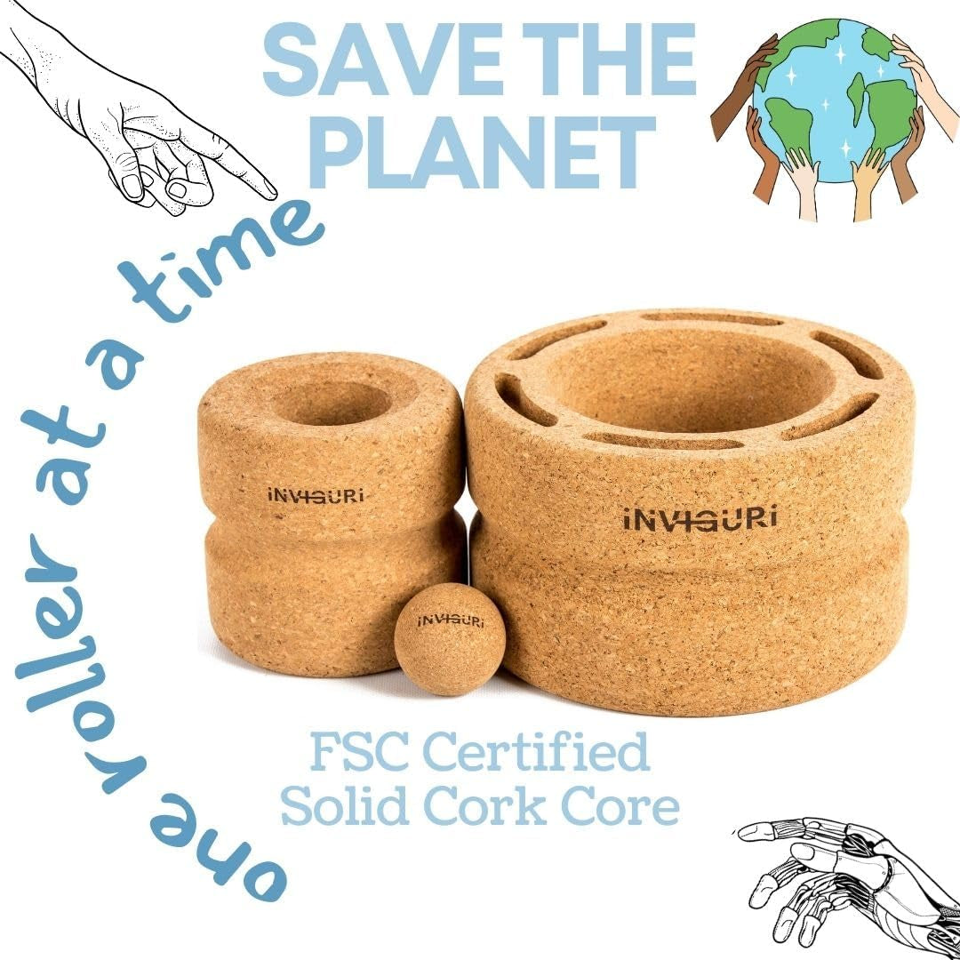 Roller Yoga Wheel for Back & Neck Pain, with Spinal Groove. Medium to Deep Pressure for Heavy Duty Foam Rolling. Made from Natural Cork.