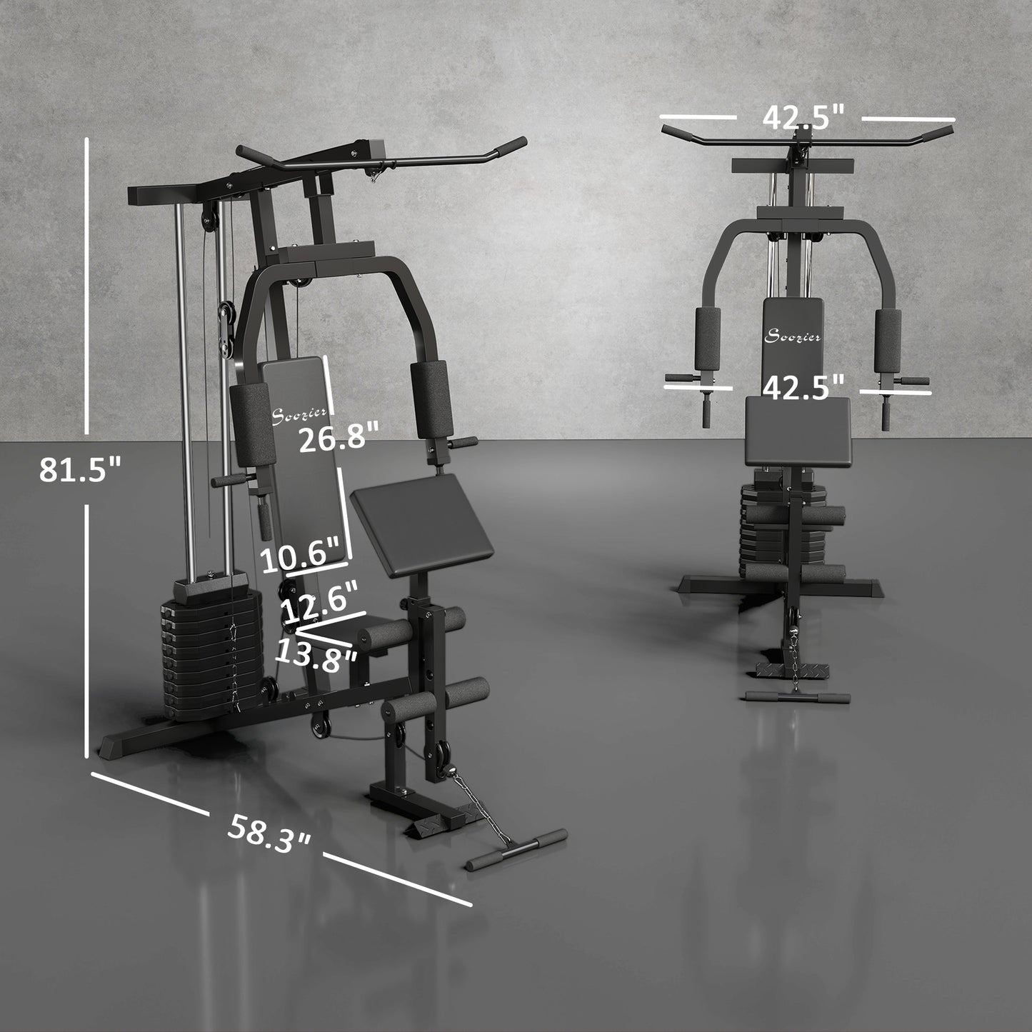 Multifunction Home Gym System, Workout Station with 99Lbs Weight Stack, for Full Body Exercise