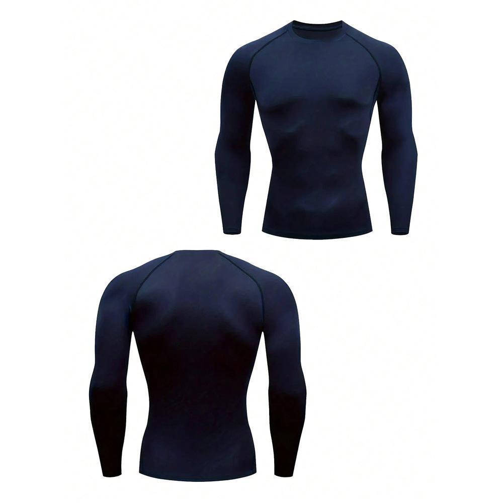 Men's long-sleeve tight-fitting muscle-fit athletic workout T-shirt in multiple colors and sizes