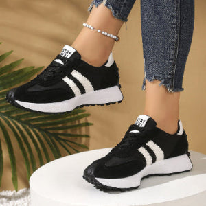 Urban Cloud: Women’s Striped Platform Sneakers – Breathable Everyday Walkers