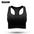 Front view of black sports yoga workout bra showcasing full cup