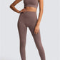 Dark Brown Solid Color Sports Bra and High Waist Leggings Active Set
