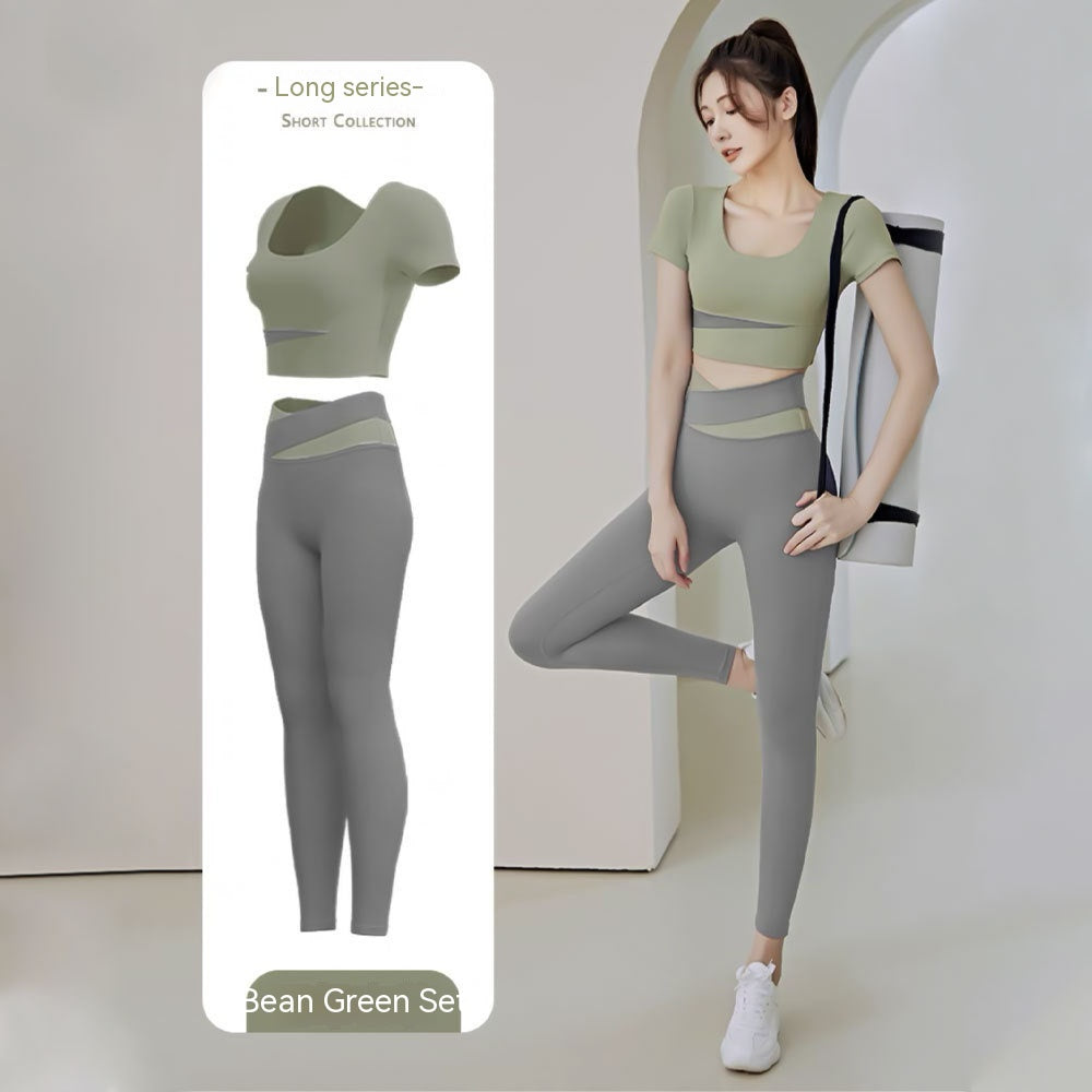 Women's One-piece Chest Pad Top Pants Workout Clothes Suit