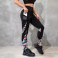 Color Contrast Patchwork Fashion Hip Raise High Waist Tight Sports Yoga Pants Leggings