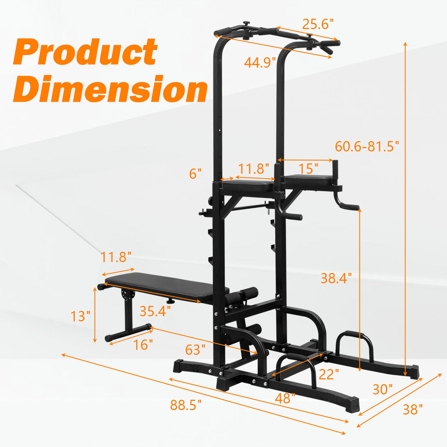 Power Tower with Bench – Heavy‑Duty Pull Up & Dip Station, Adjustable Multi‑Function Fitness Rack