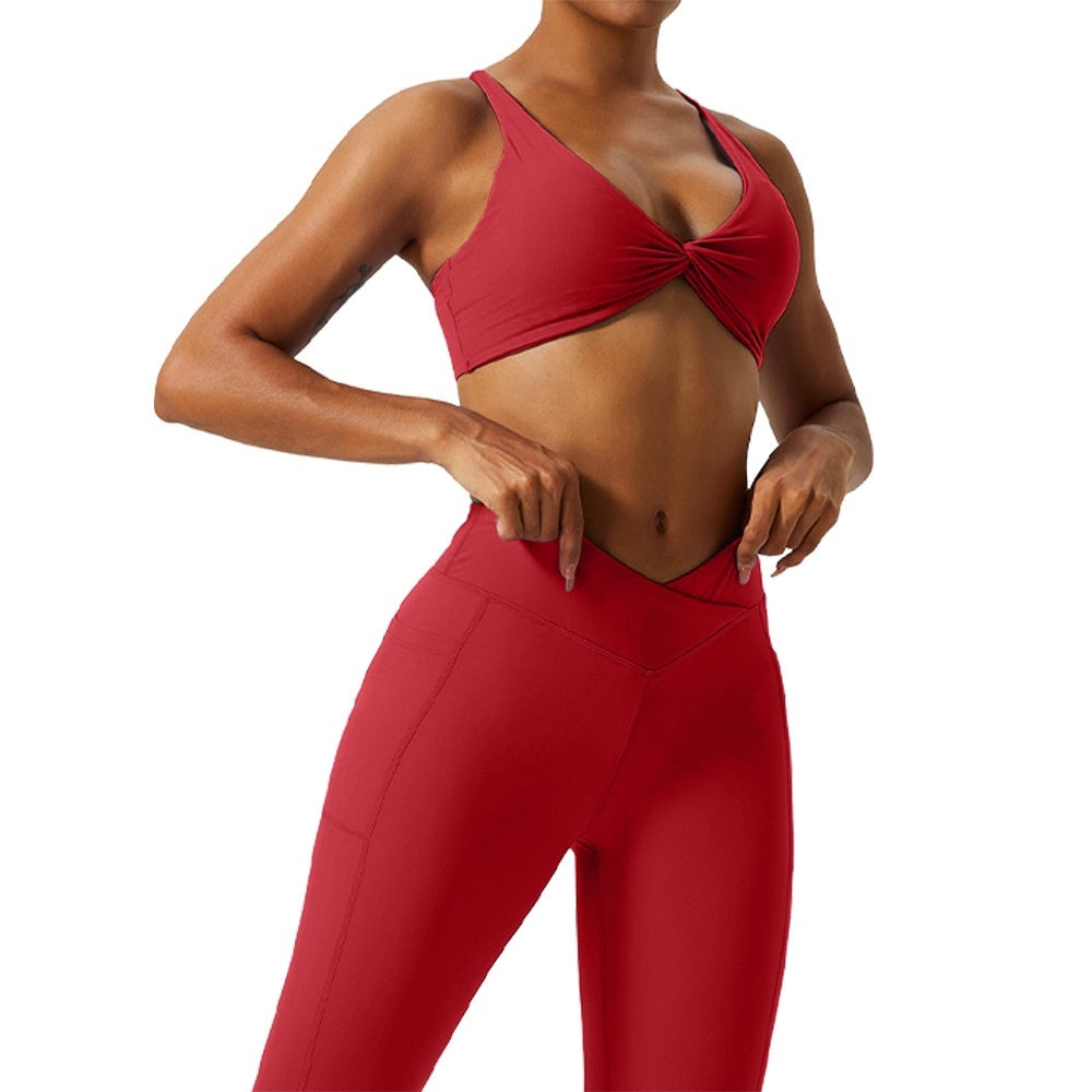 Women's Solid Color Cross Back Sports Bra