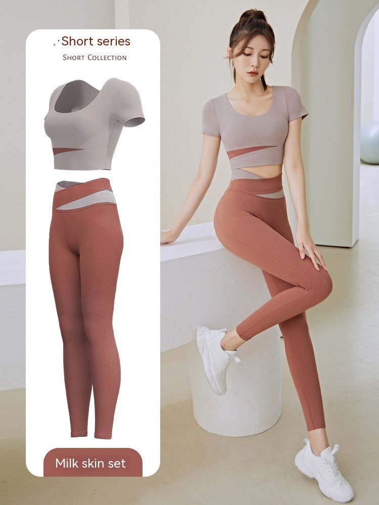 Women's One-piece Chest Pad Top Pants Workout Clothes Suit