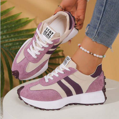Breathable Platform Sneakers - Women’s Striped Walking Shoes