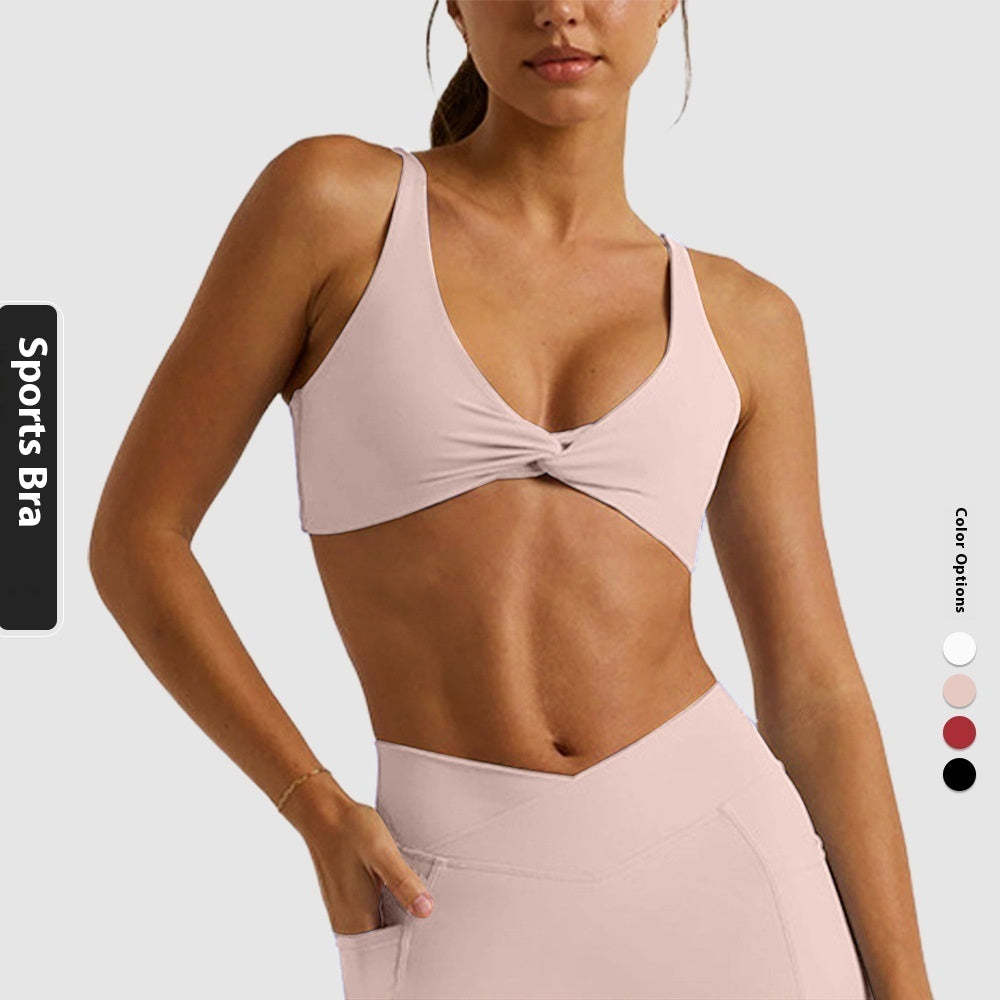Women's Solid Color Cross Back Sports Bra