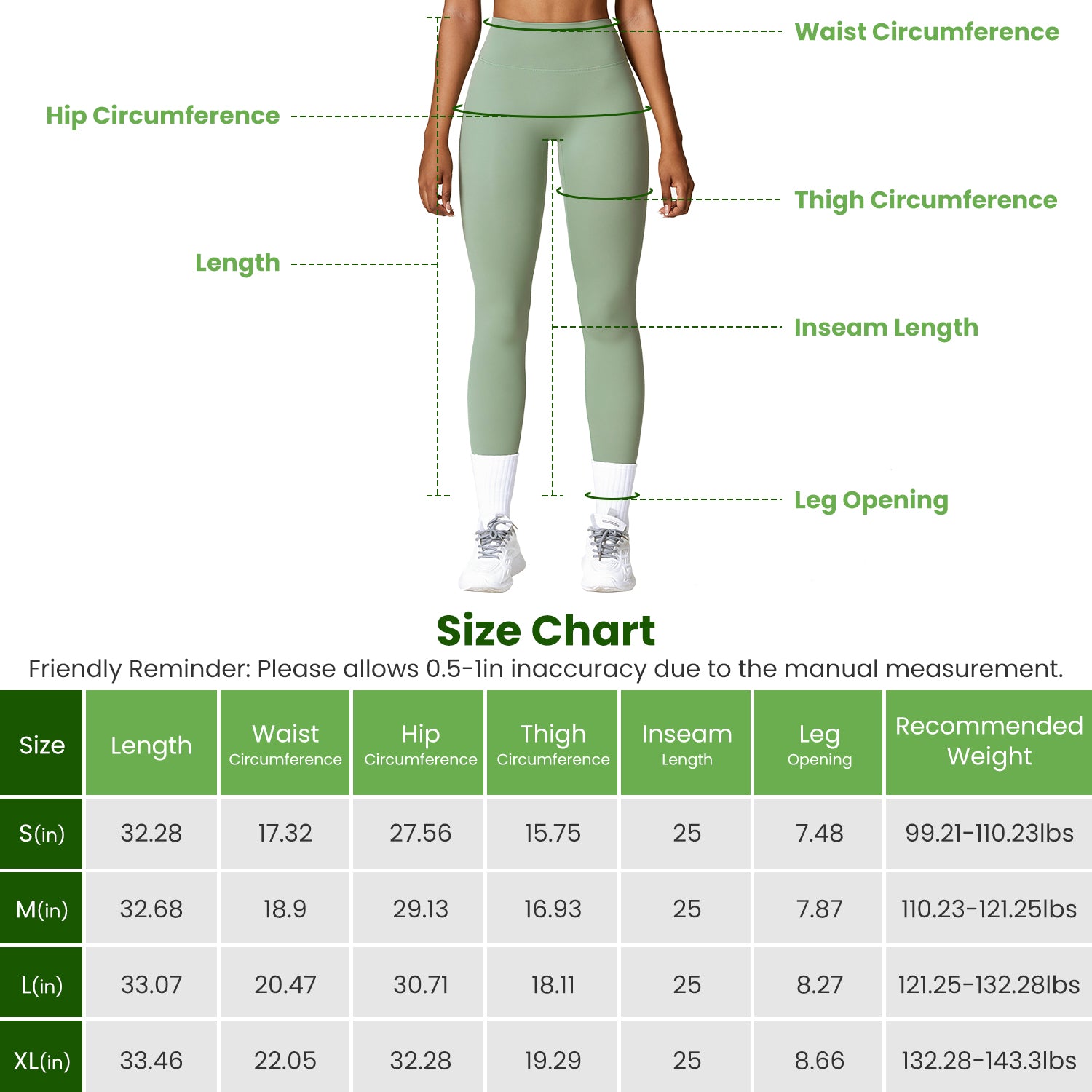 High-Waist Compression Running & Yoga Leggings - 25" Inseam