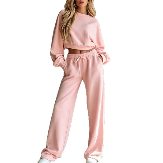 Womens Casual Short Hooded Sweatshirt Set
