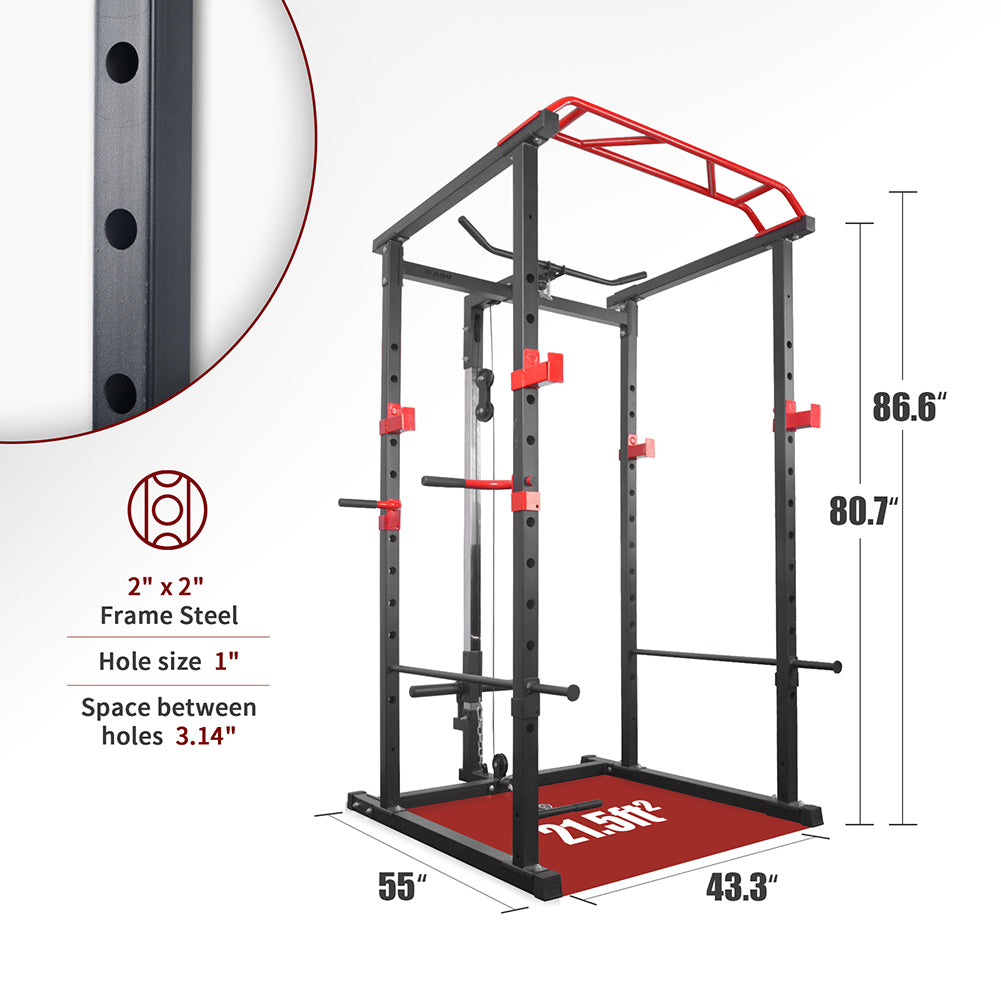 Multi-functional Power Cage Home Adjustable Pullup Squat Rack Capacity Comprehensive Fitness Barbell Rack