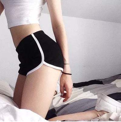 Women wearing new summer casual workout skinny shorts with waistband