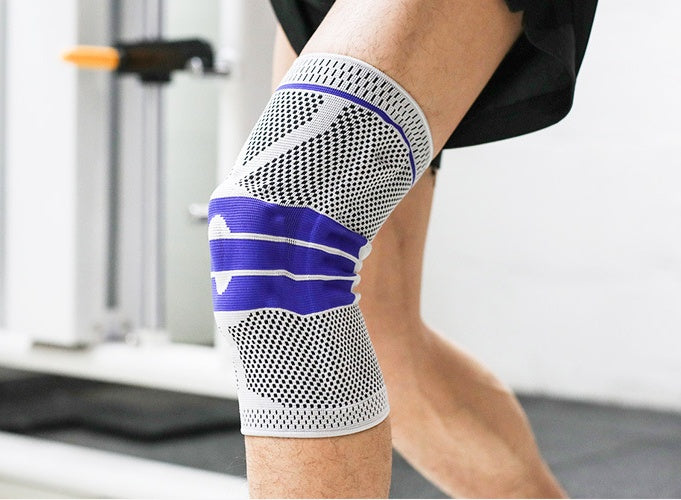 Compression Sports Knee Brace in Gray - Breathable Athletic Support Worn on Knee | GearrUp