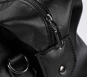 High quality thick PU leather gym bag with adjustable shoulder strap and multi-compartment design for business and leisure