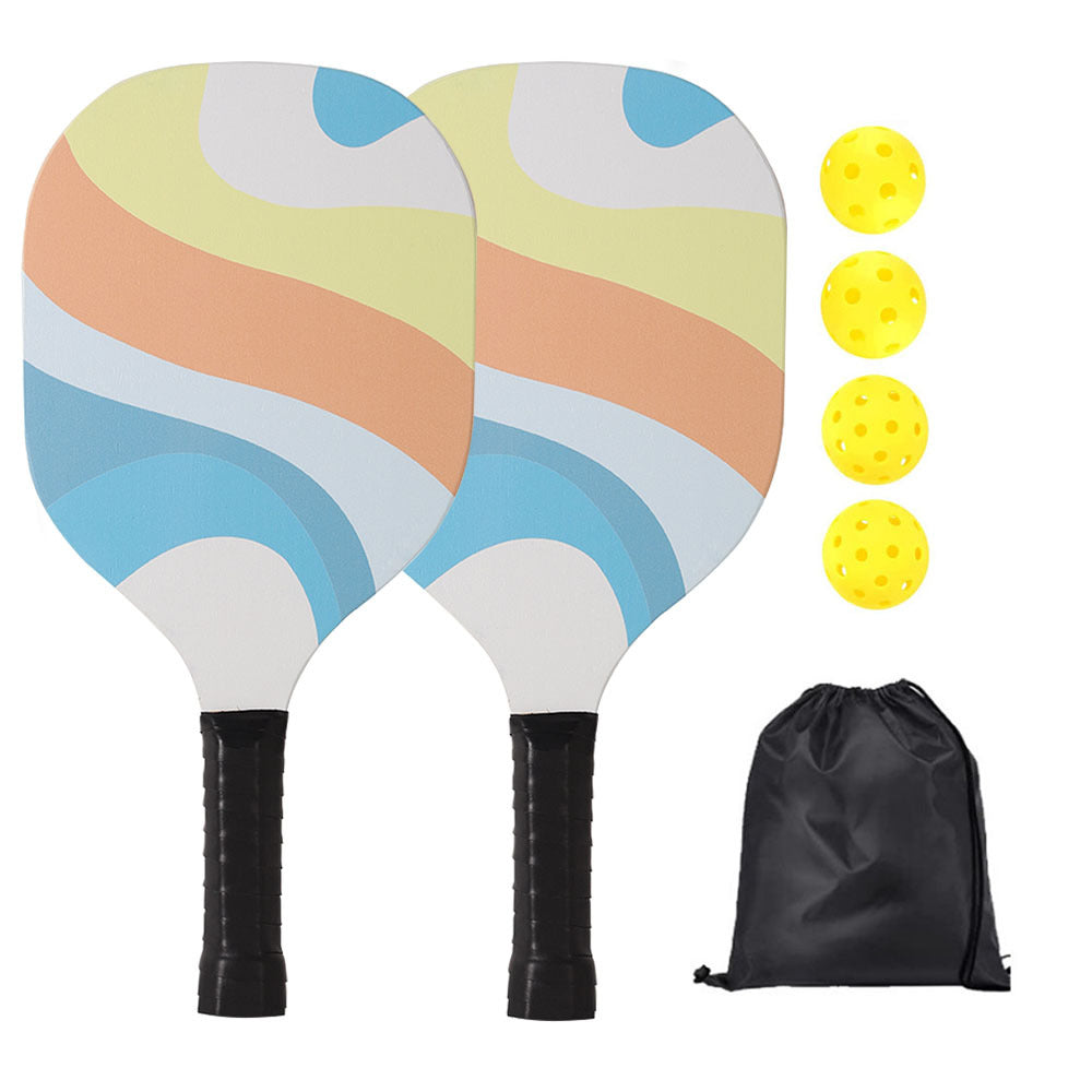 Poplar Wood Pickleball Paddle Set with UV Printing – Durable Paddles + Balls + Bag