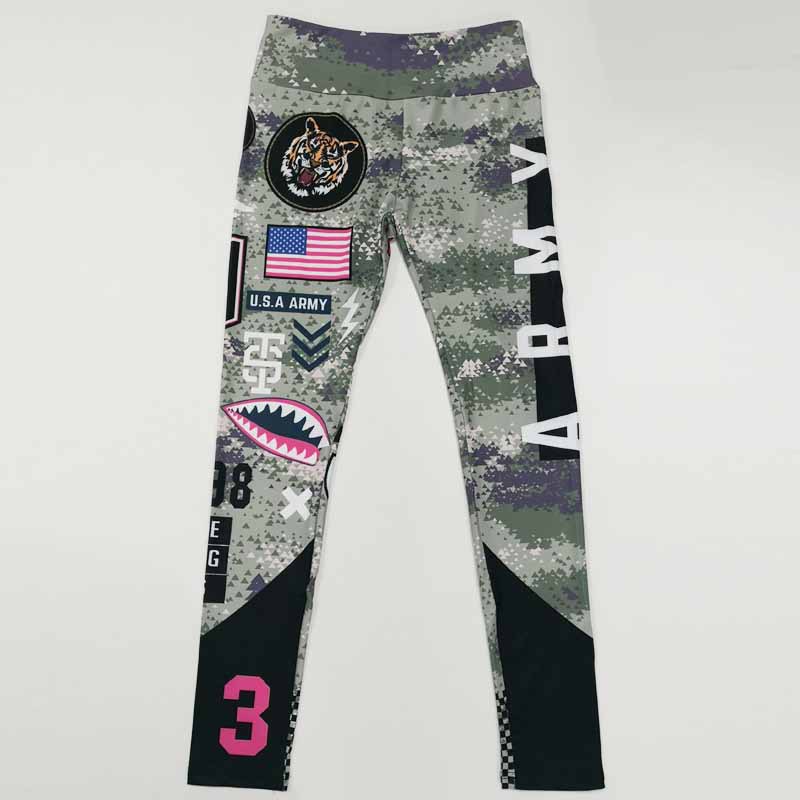 Women’s High Waist Camo Gym Leggings – Army Sport Pants