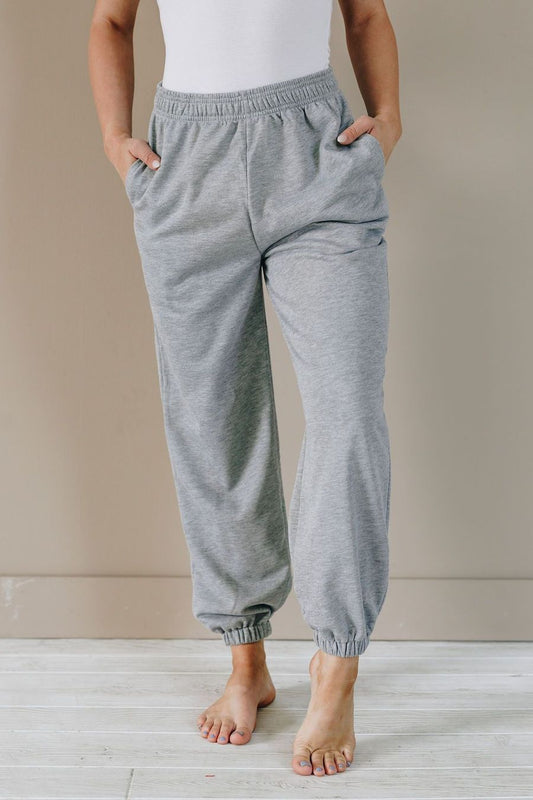Women's solid color loose high waist sweatpants cotton sports casual trousers