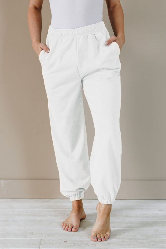 Women's solid color loose high waist sweatpants for sports and casual wear