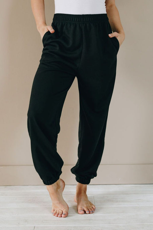 Women's solid color loose high waist sweatpants casual trousers