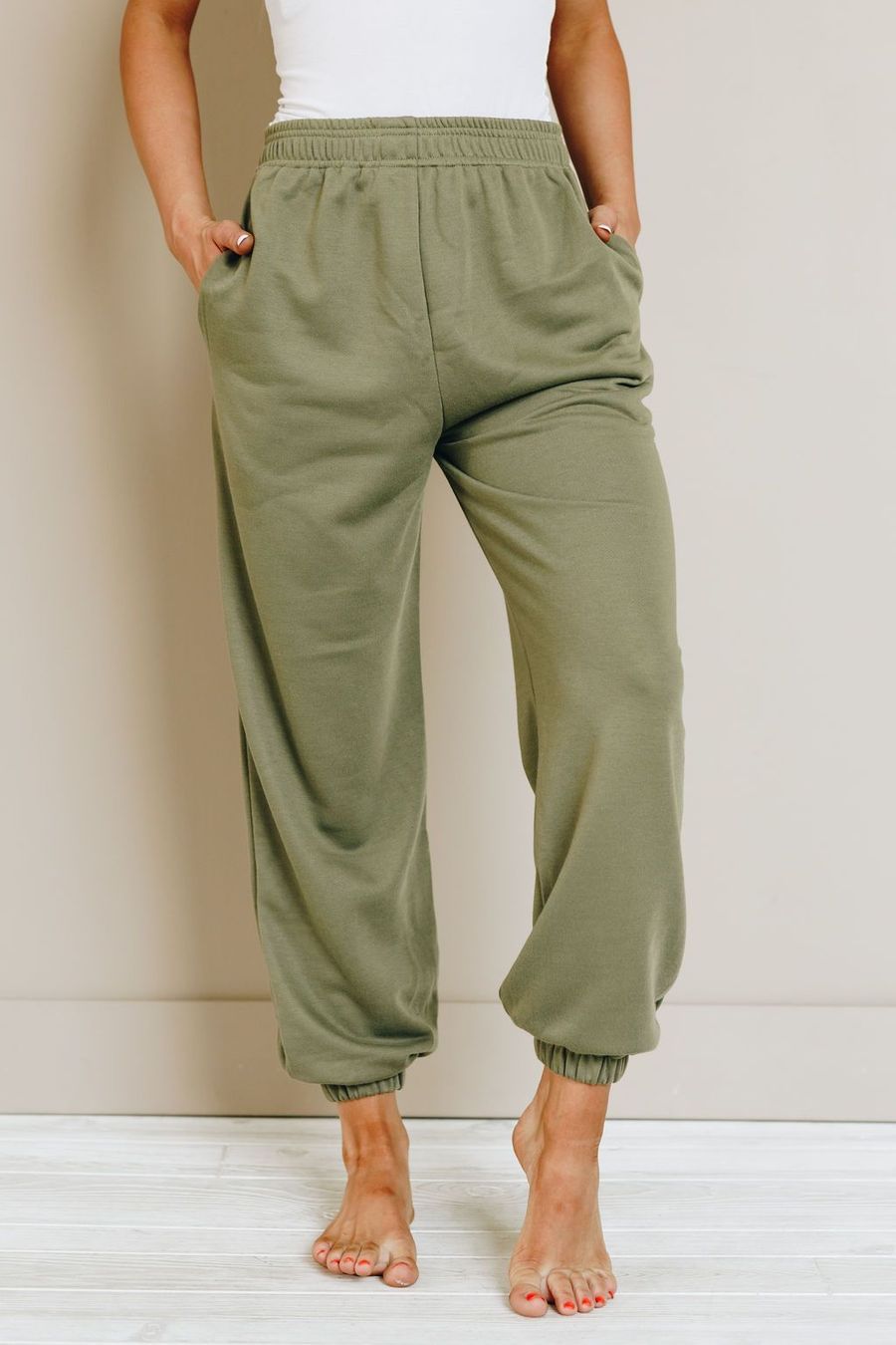Women's solid color loose high waist cotton sweatpants for casual sportswear