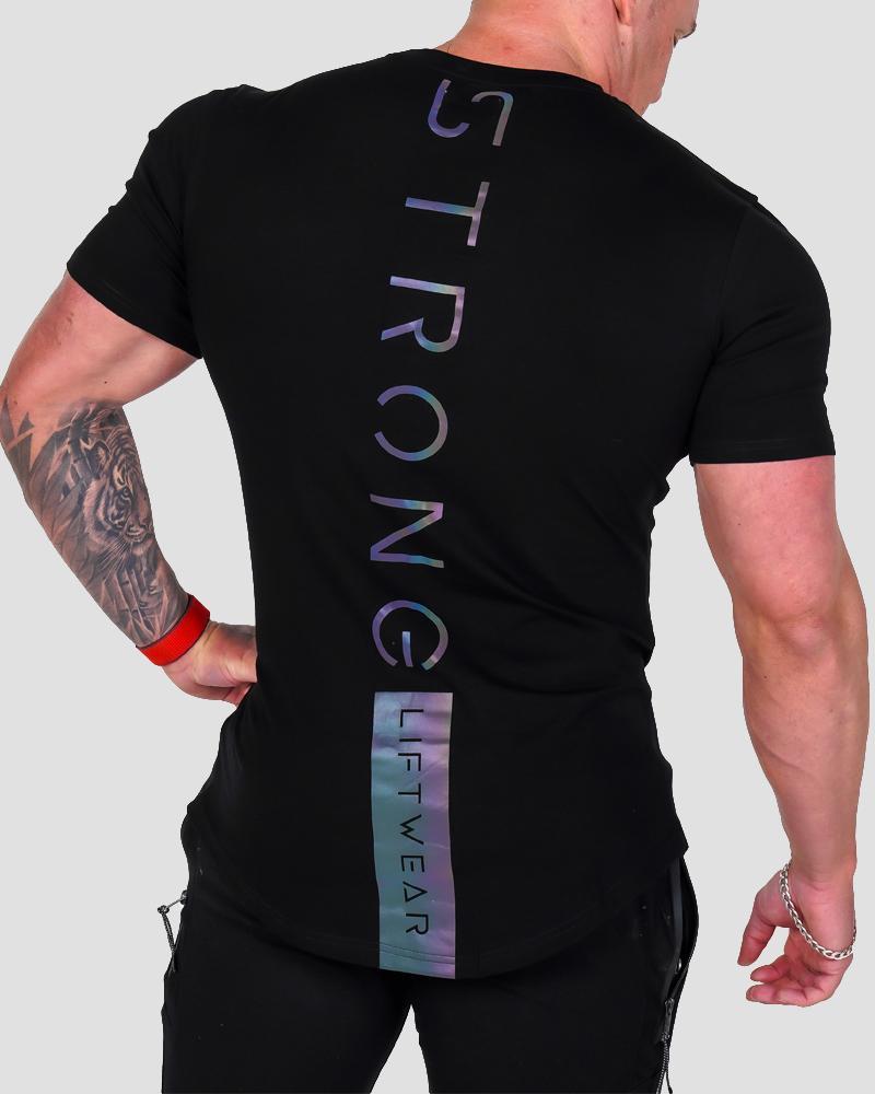 Men's slim-fit cotton gym t-shirt, detail view 1