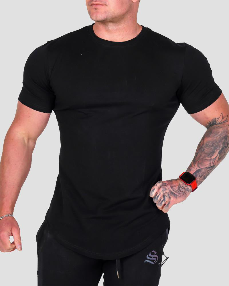 Men's slim-fit cotton gym t-shirt, detail view 4