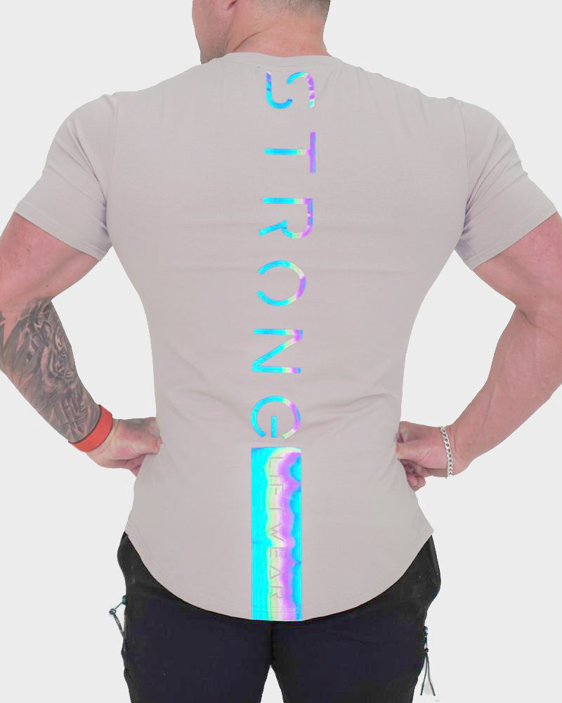 Men's slim-fit cotton gym t-shirt, detail view 6