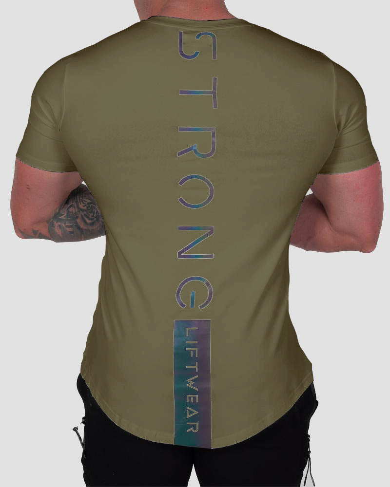 Men's slim-fit cotton gym t-shirt, detail view 16