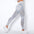 Light grey high waist yoga pants with unique pattern.