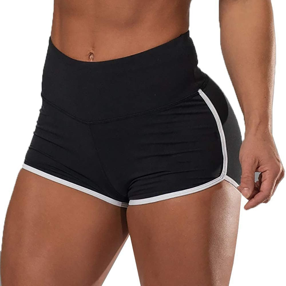 Women plus size high waist solid hip lifting tight running workout shorts