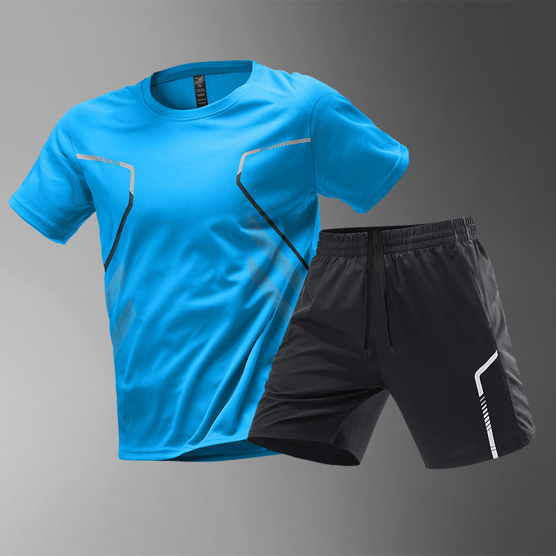 Vibrant blue Ice Silk sports suit with a modern design.