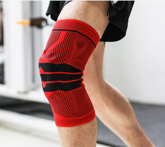 Compression Sports Knee Brace in Red and Black - Breathable Athletic Support | GearrUp