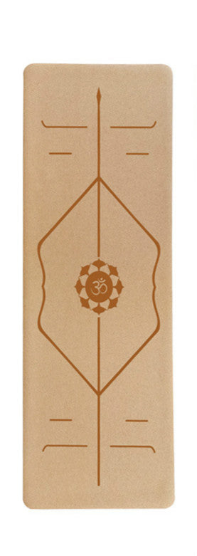 Cork Rubber Yoga Mat – Body Alignment Lines, Thick & Sweatproof