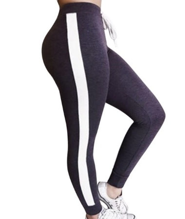 Women's Color-Block Fashion Sport Leggings in Lavender – Side Stripe Athletic Fit | GearrUp
