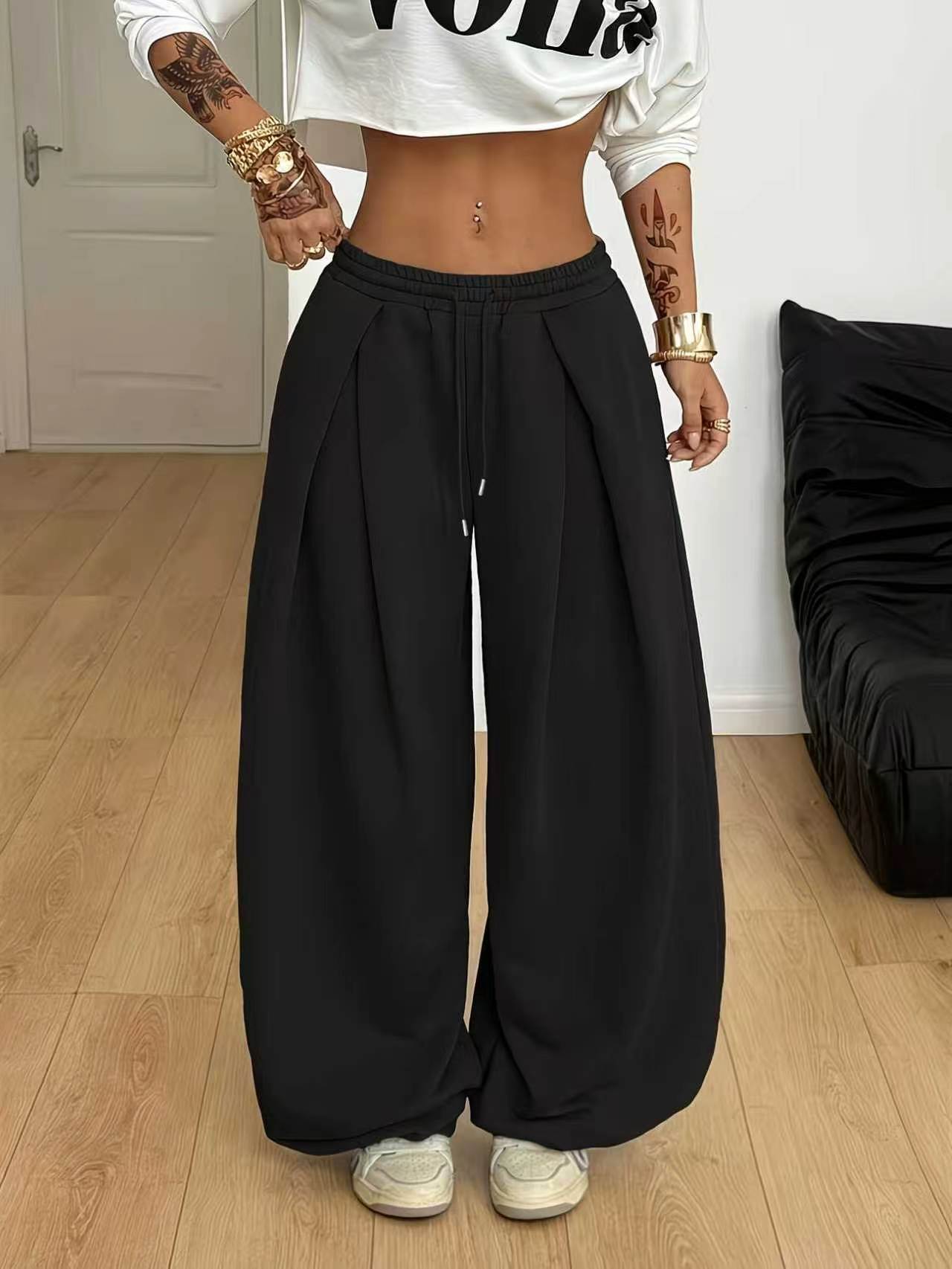 Women's pleated wide-leg sweatpants, product detail 6