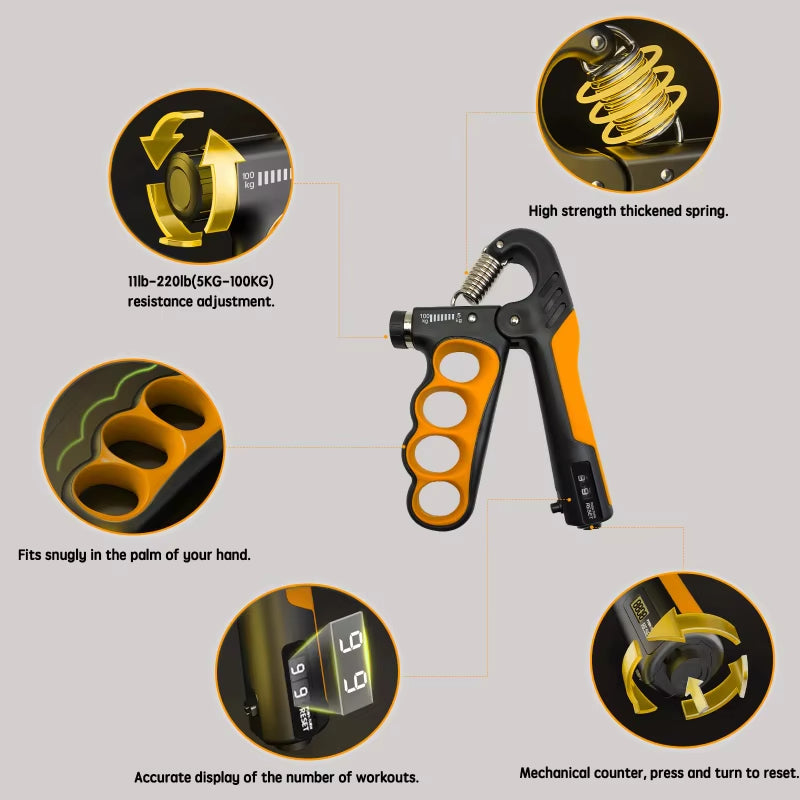 Professional Hand Gripper - 5-100kg Adjustable Strength