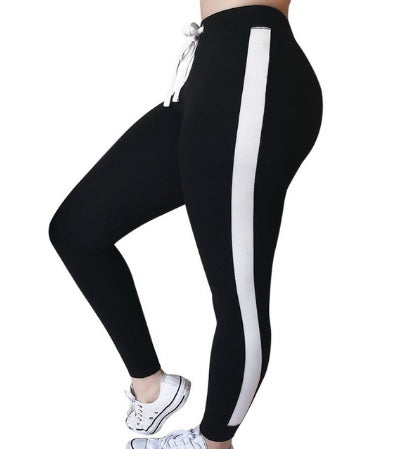 Women's Color-Block Fashion Sport Leggings in Black – Side Stripe Athletic Fit | GearrUp