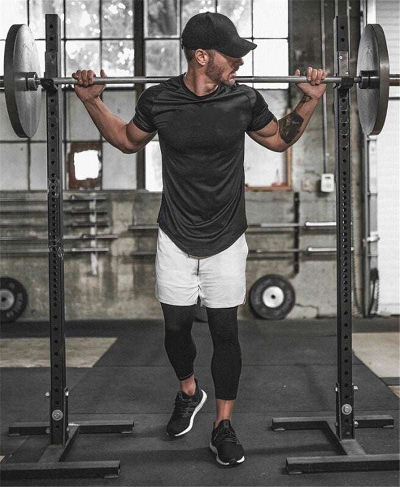 Men's slim fit workout short sleeve T-shirt in solid colors for casual sportswear