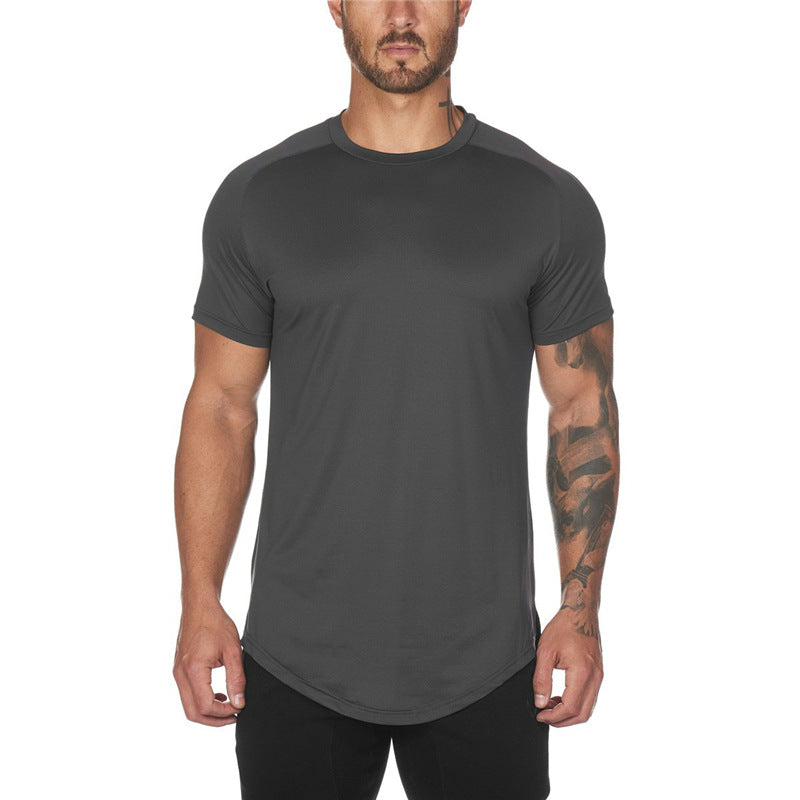 Men's breathable workout short sleeve T-shirt in solid colors for casual sportswear
