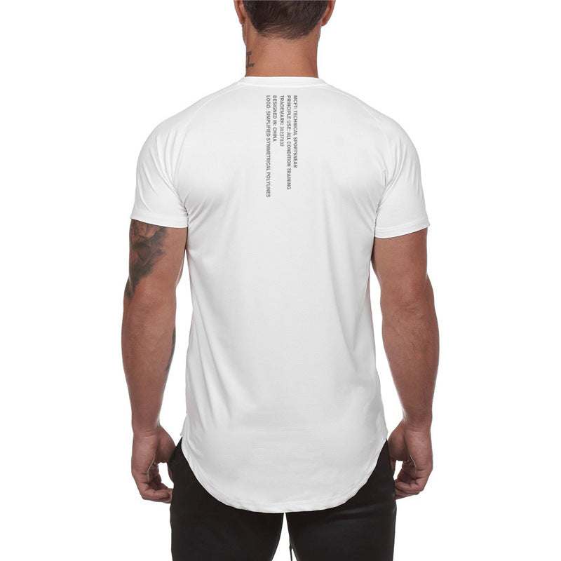 Men's breathable workout short sleeve T-shirt in solid colors, slim fit cotton blend pullover for sports