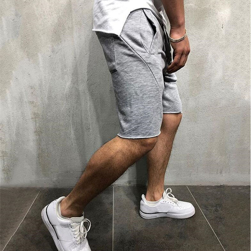 Men's Gym Sports Shorts in Grey - Side View Casual Athletic Fit | GearrUp