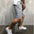 Men's Gym Sports Shorts in Grey - Side View Casual Athletic Fit | GearrUp