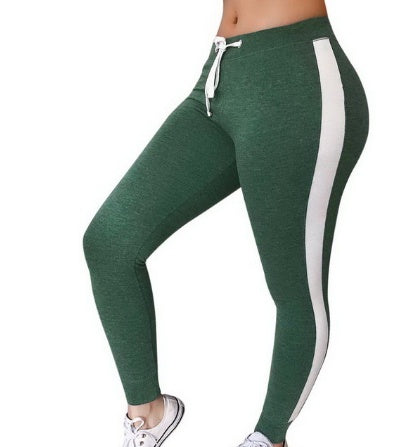 Women's Color-Block Fashion Sport Leggings in Dark Green – Side Stripe Athletic Fit | GearrUp