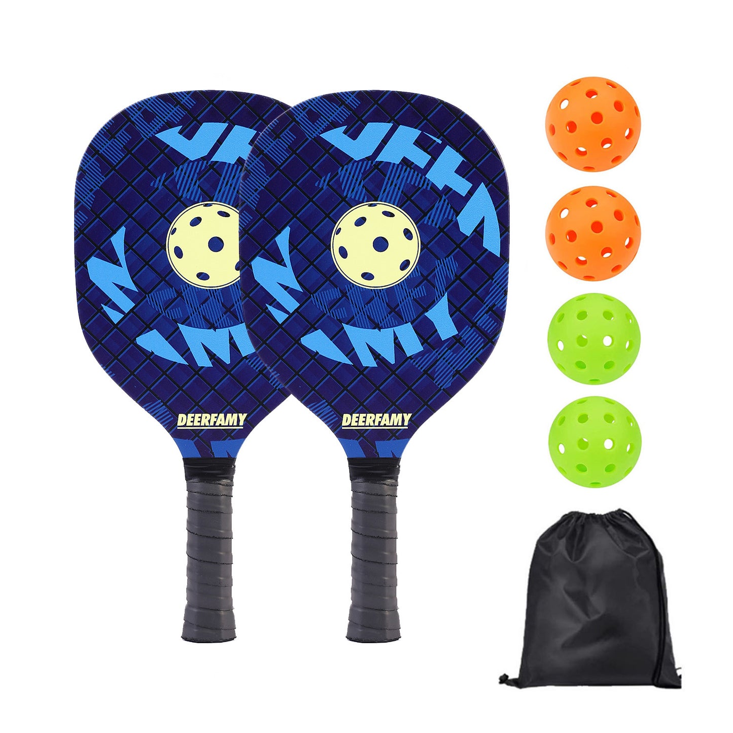 Poplar Wood Pickleball Paddle Set with UV Printing – Durable Paddles + Balls + Bag