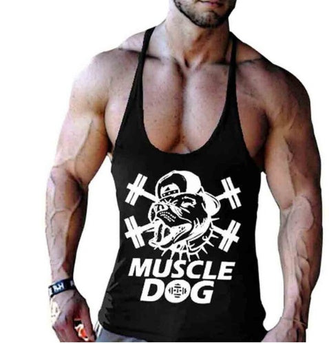 Men’s Fitness Tank Top – Cartoon Dog Muscle Workout Shirt