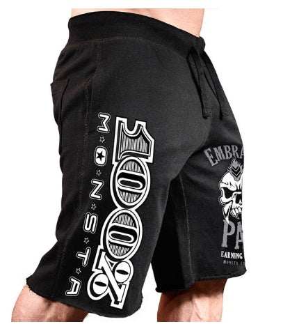 Men's sports leisure running workout printed cotton shorts on model outdoors