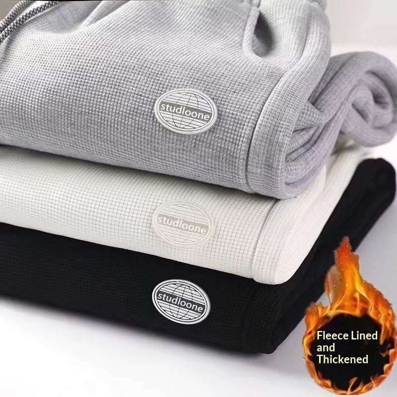Men's fleece-lined waffle-knit joggers, product detail 4
