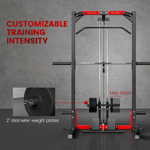 Smith Machine Power Rack – Multi-Function Home Gym with Lat Pulldown & Landmine