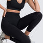 Dark Brown Solid Color Sports Bra and High Waist Leggings Active Set